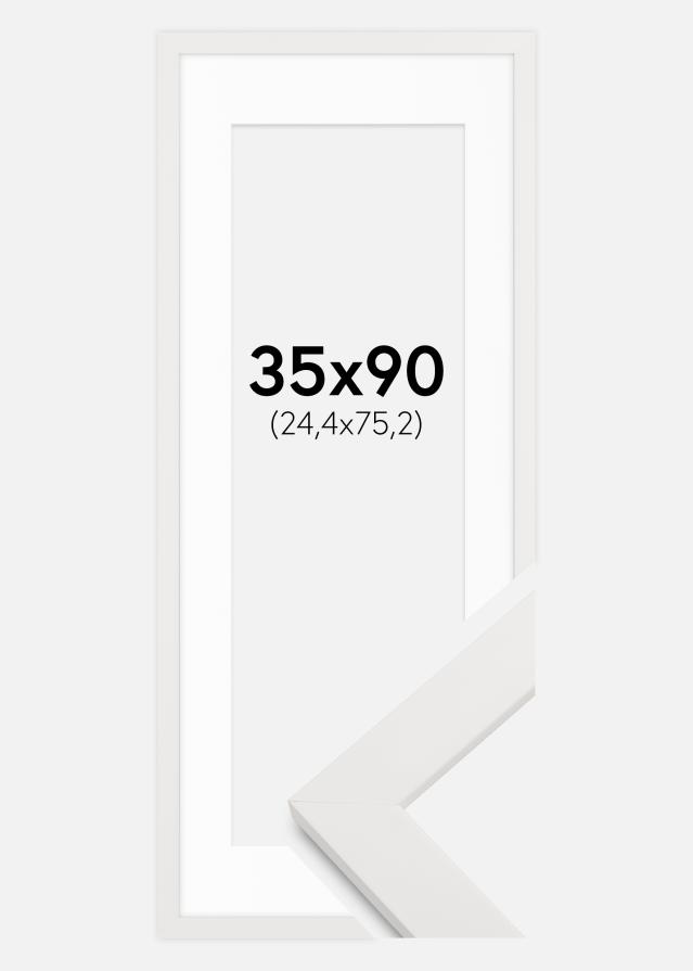 Cadre blanc bois 35x90 cm - Passe-partout Blanc 10x30 inches