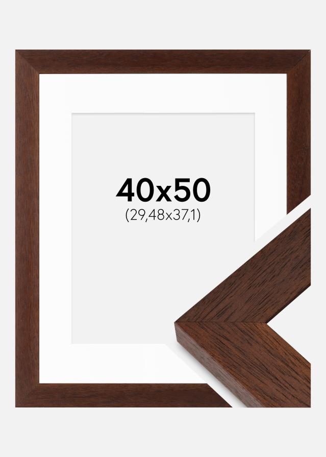 Cadre Juno Teak 40x50 cm - Passe-partout Blanc 12x15 inches