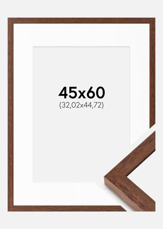 Cadre Hermes Teak 45x60 cm - Passe-partout Blanc 13x18 inches