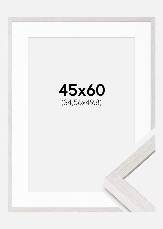 Cadre Ares Chêne Blanc 45x60 cm - Passe-partout Blanc 14x20 inches