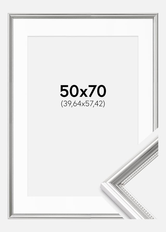 Cadre Gala Argent 50x70 cm - Passe-partout Blanc 16x23 inches