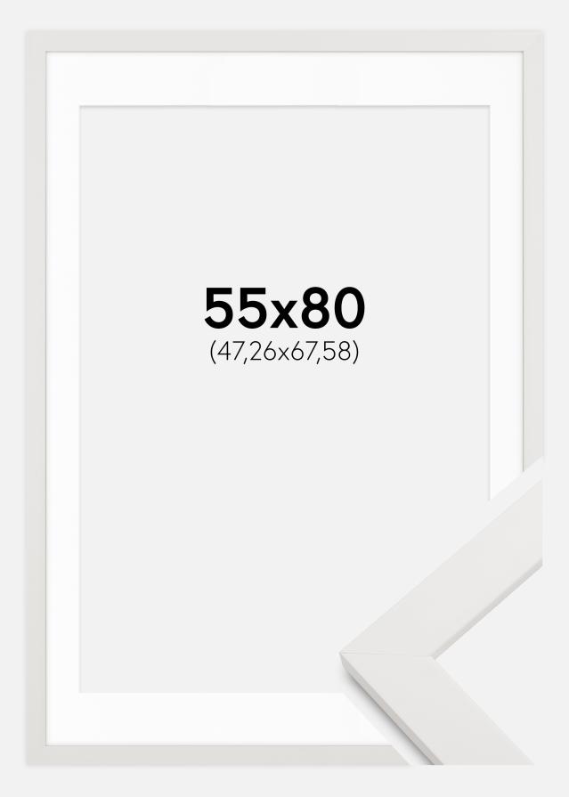 Cadre blanc bois 55x80 cm - Passe-partout Blanc 19x27 inches