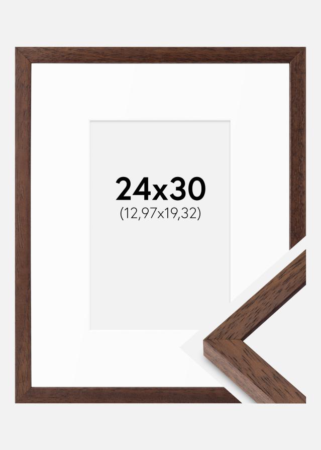 Cadre Ares Teak 24x30 cm - Passe-partout Blanc 5,5x8 inches