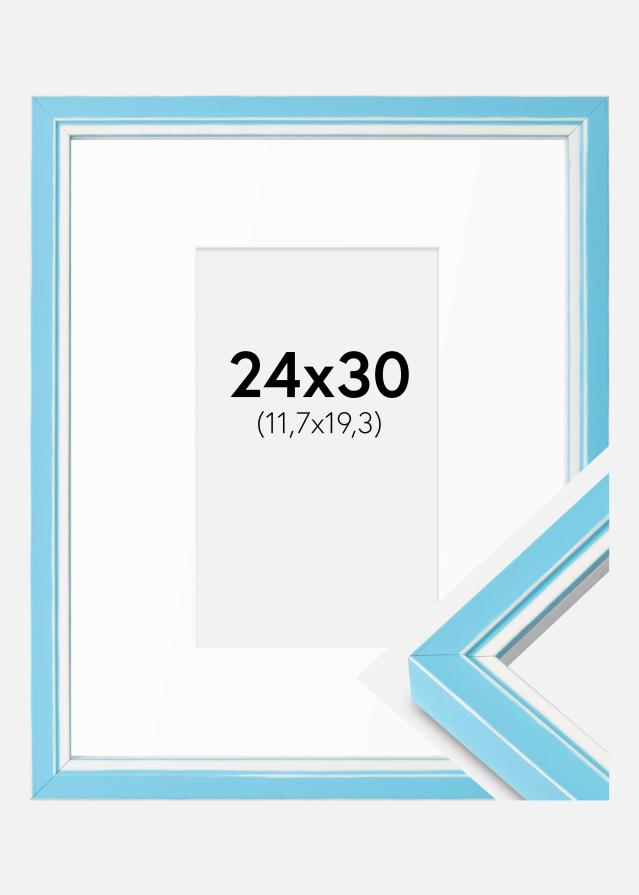 Cadre Diana Bleu Clair 24x30 cm - Passe-partout Blanc 5x8 inches