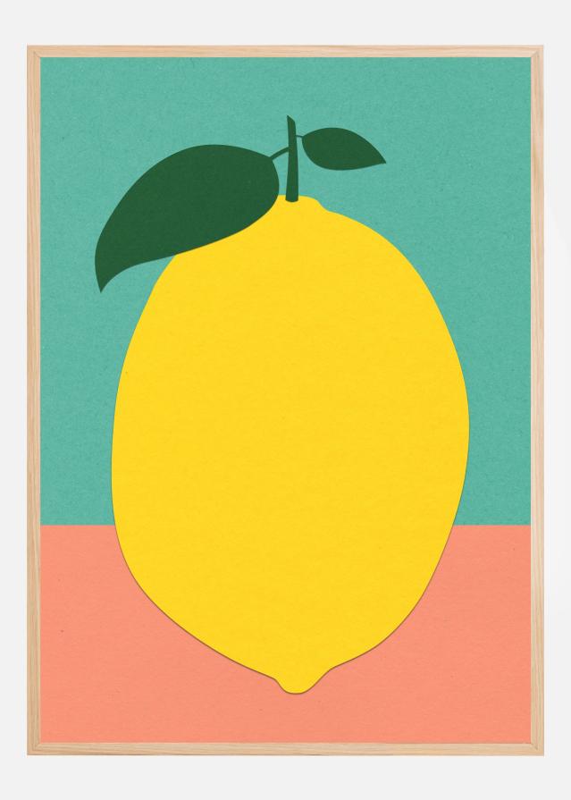 Lemon With Two Leaves Poster
