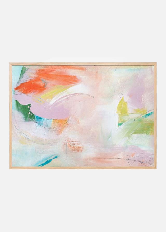 Dynamic Brushstrokes of Orange Green and Purple Poster