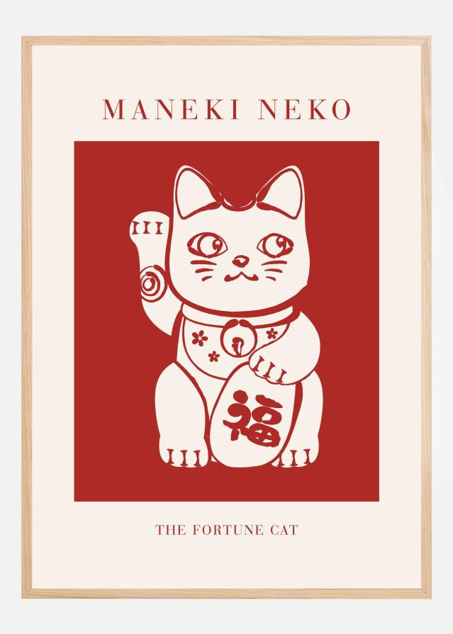 Maneki-Neko Cat Red Poster
