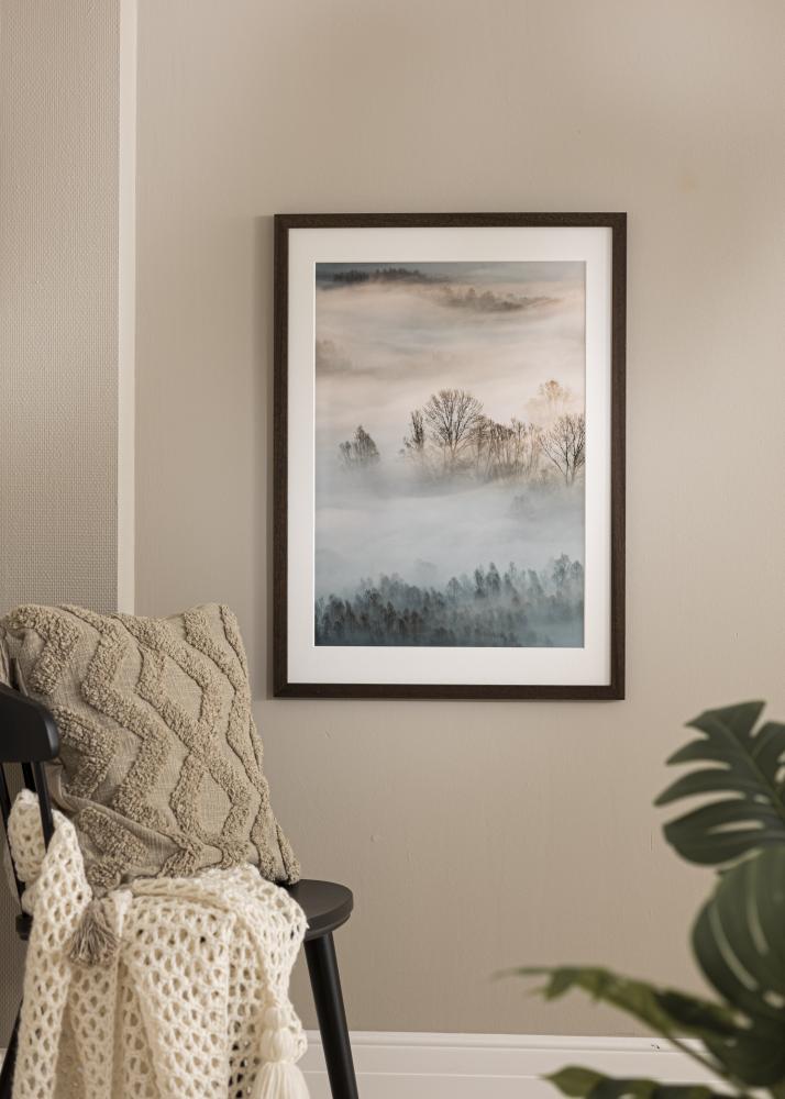 Cadre Marron bois 55x80 cm - Passe-partout Blanc 45x70 cm