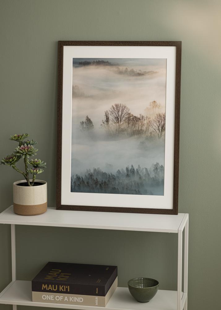 Cadre Marron bois 55x80 cm - Passe-partout Blanc 45x70 cm