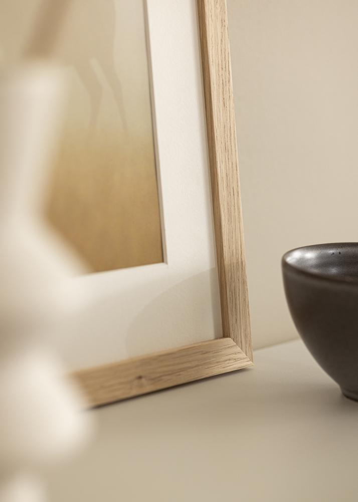 Cadre chêne bois 68x98 cm - Passe-partout Blanc 56x76 cm