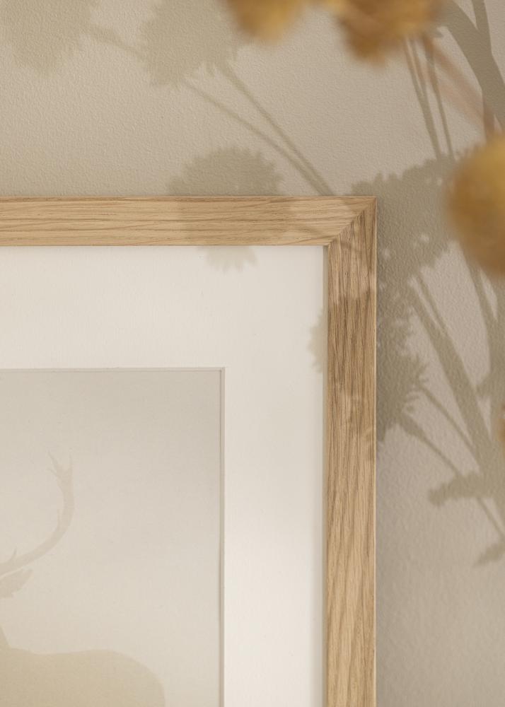 Cadre chêne bois 68x98 cm - Passe-partout Blanc 56x76 cm