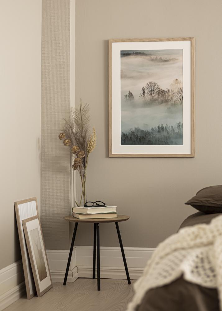 Cadre chêne bois 68x98 cm - Passe-partout Blanc 56x76 cm