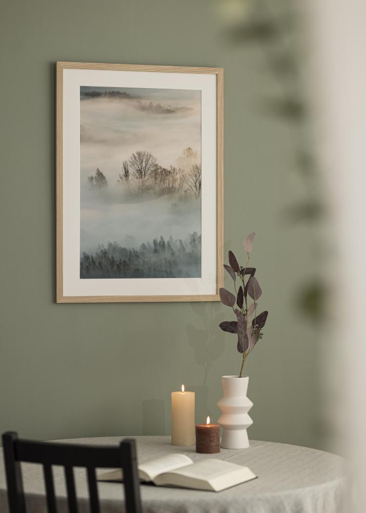 Cadre chêne bois 68x98 cm - Passe-partout Blanc 56x76 cm