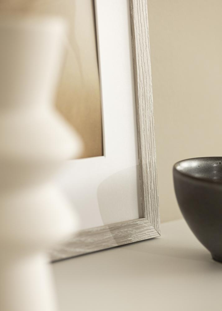 Cadre Stilren Chêne Gris Clair 42x59,4 cm - Passe-partout Blanc 25x38 cm