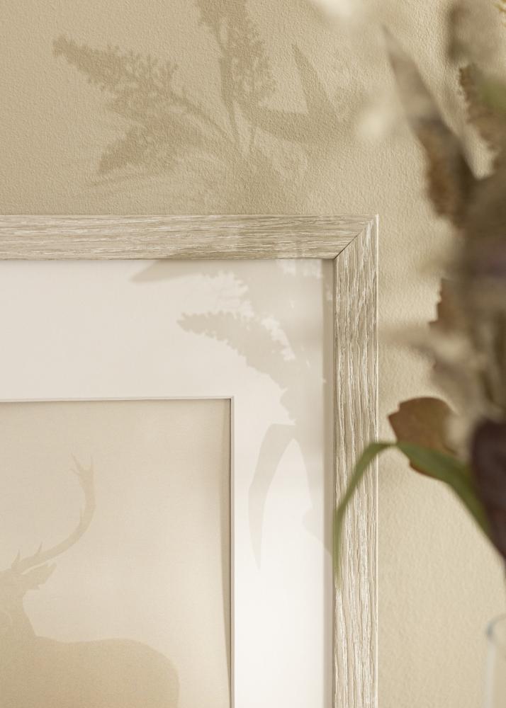 Cadre Stilren Chêne Gris Clair 42x59,4 cm - Passe-partout Blanc 25x38 cm