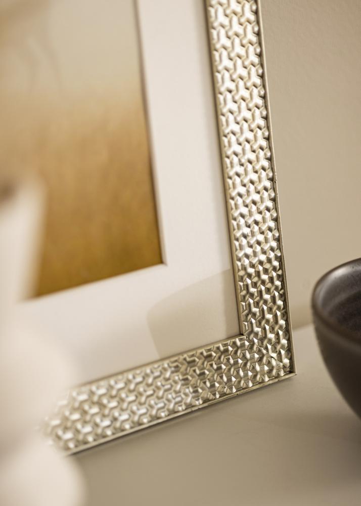 Cadre Grace Argent 30x40 cm - Passe-partout Blanc 22x32 cm