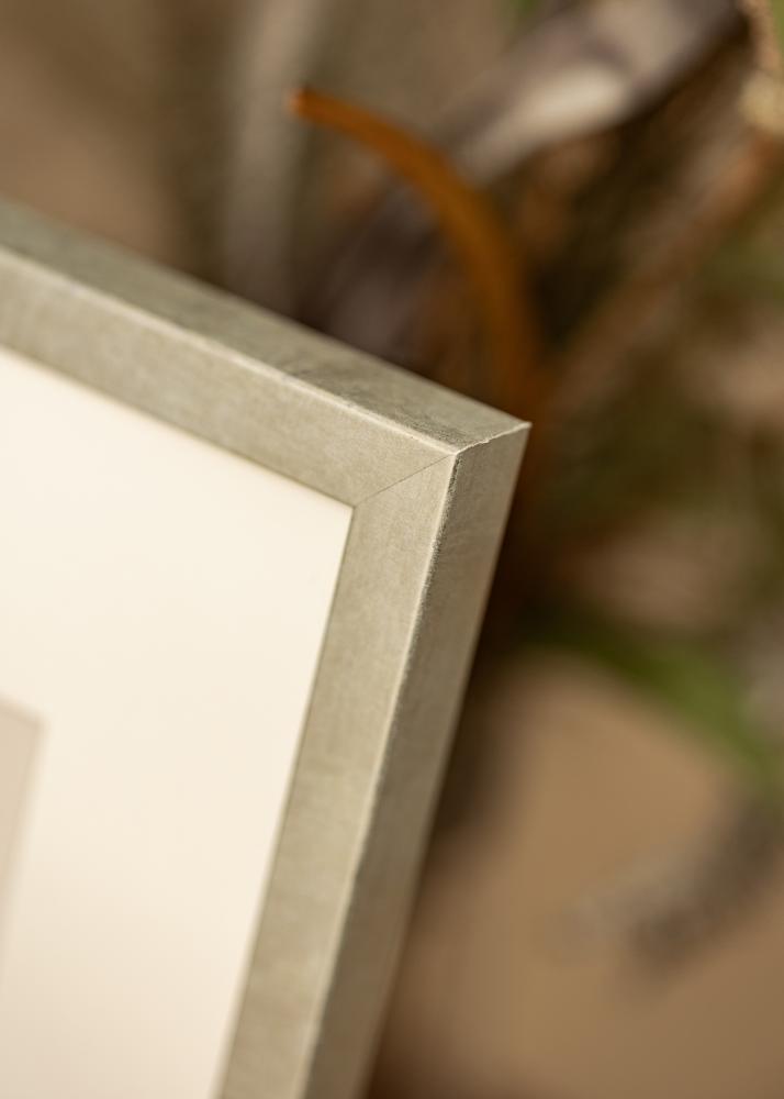 Cadre Ares Argent 24x30 cm - Passe-partout Blanc 7x9 inches