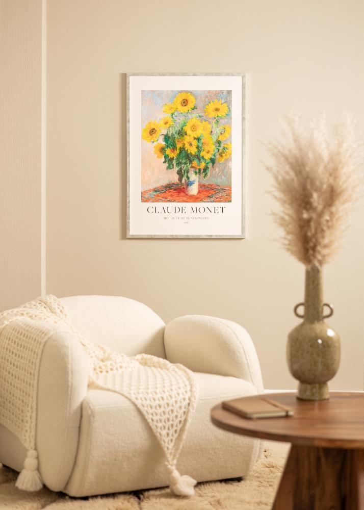 Cadre Ares Argent 24x30 cm - Passe-partout Blanc 7x9 inches