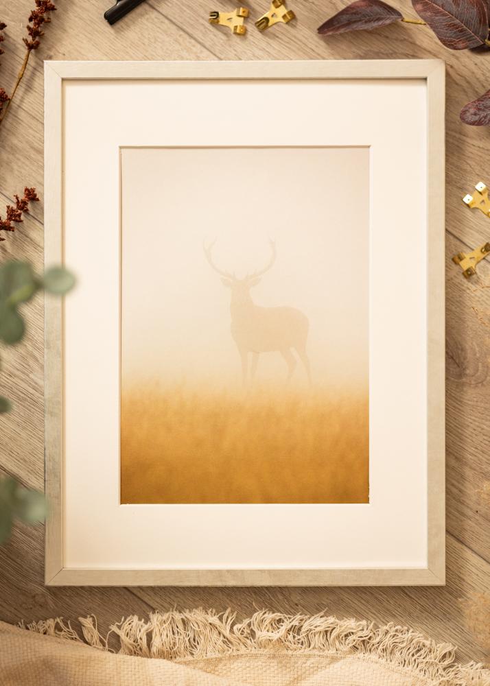 Cadre Ares Argent 24x30 cm - Passe-partout Blanc 7x9 inches