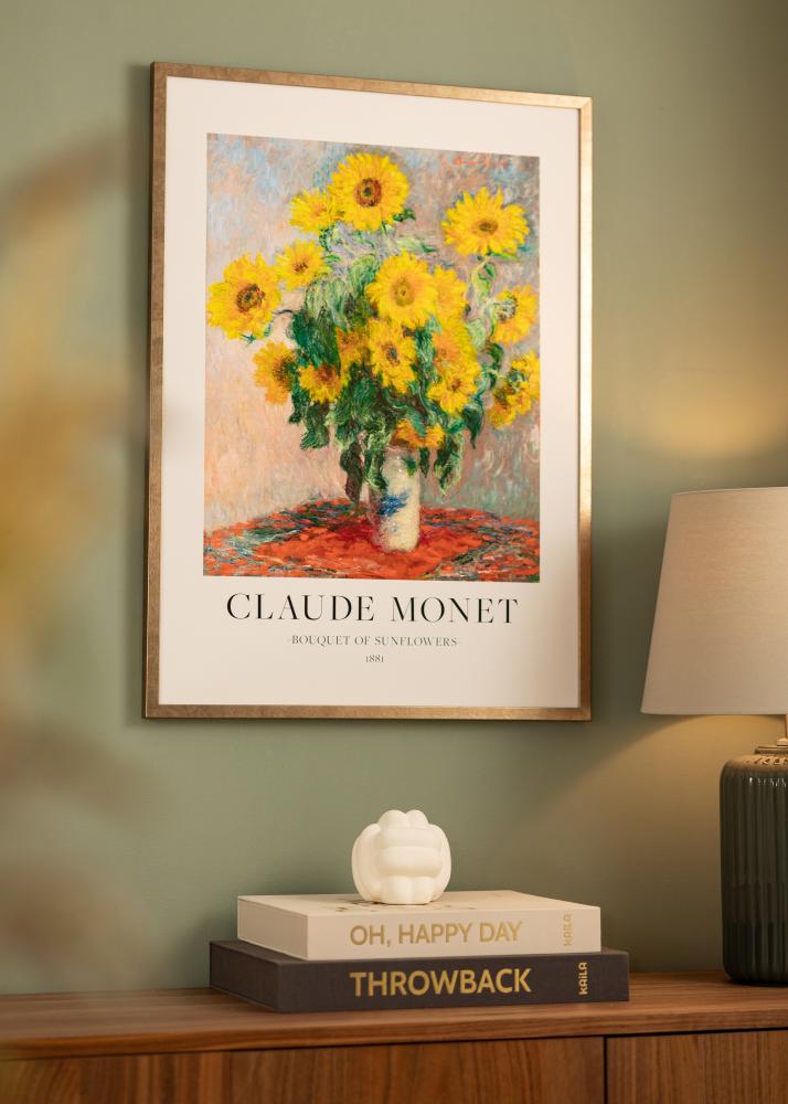 Cadre Ares Laiton 40x50 cm - Passe-partout Blanc 29,7x42 cm