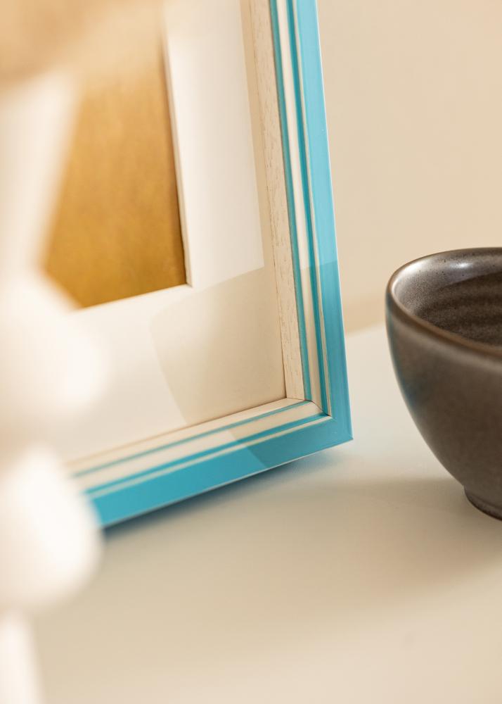 Cadre Diana Bleu Clair 24x30 cm - Passe-partout Blanc 6x8 inches