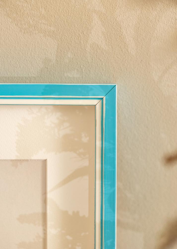 Cadre Diana Bleu Clair 24x30 cm - Passe-partout Blanc 6x8 inches