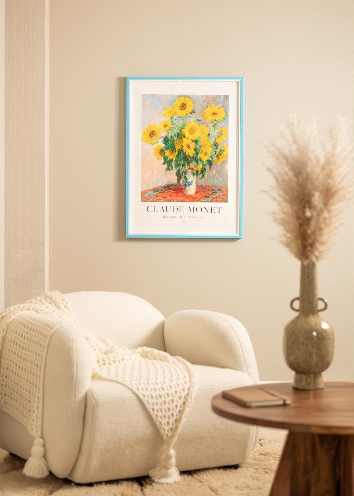 Cadre Diana Bleu Clair 24x30 cm - Passe-partout Blanc 6x8 inches