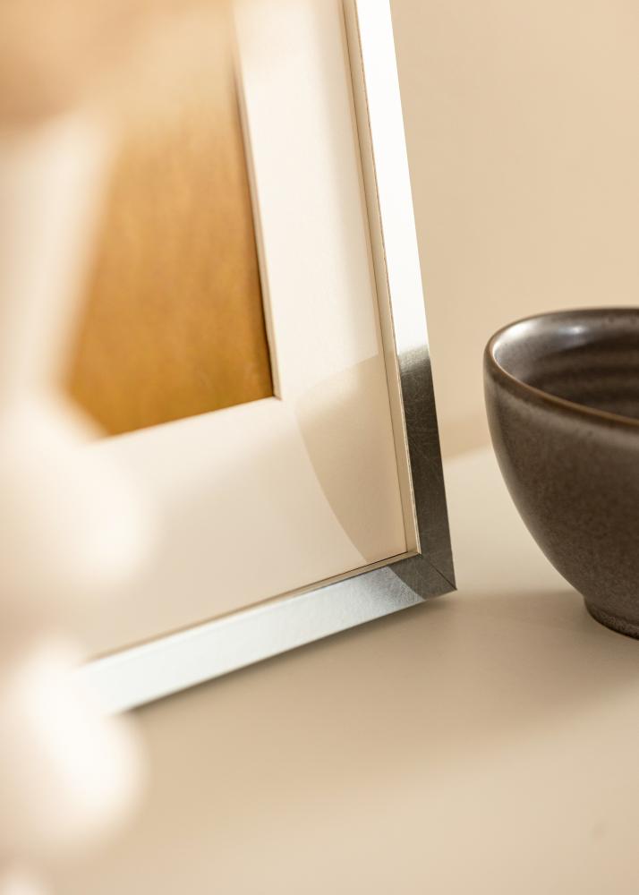 Cadre Minerva Argent 50x60 cm - Passe-partout Blanc 16x19 inches