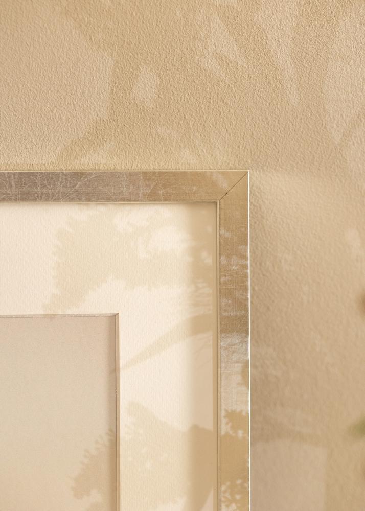 Cadre Minerva Argent 50x60 cm - Passe-partout Blanc 16x19 inches