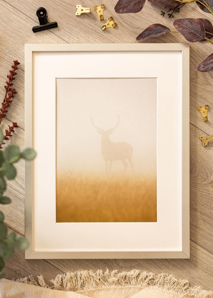 Cadre Minerva Argent 50x60 cm - Passe-partout Blanc 16x19 inches