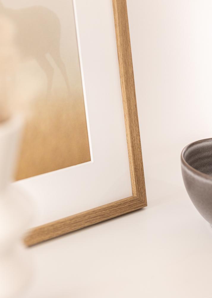 Cadre Modern Teak 20x30 cm - Passe-partout Blanc 10x21 cm