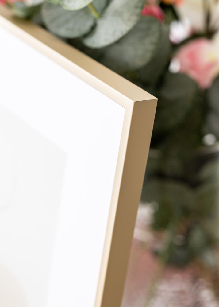 Cadre aluminium Laiton 70x100 cm - Passe-partout Blanc 24x36 inches