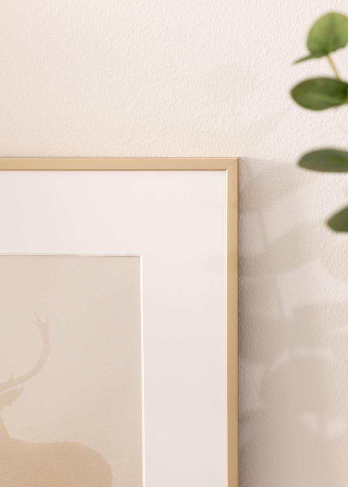 Cadre aluminium Laiton 70x100 cm - Passe-partout Blanc 24x36 inches