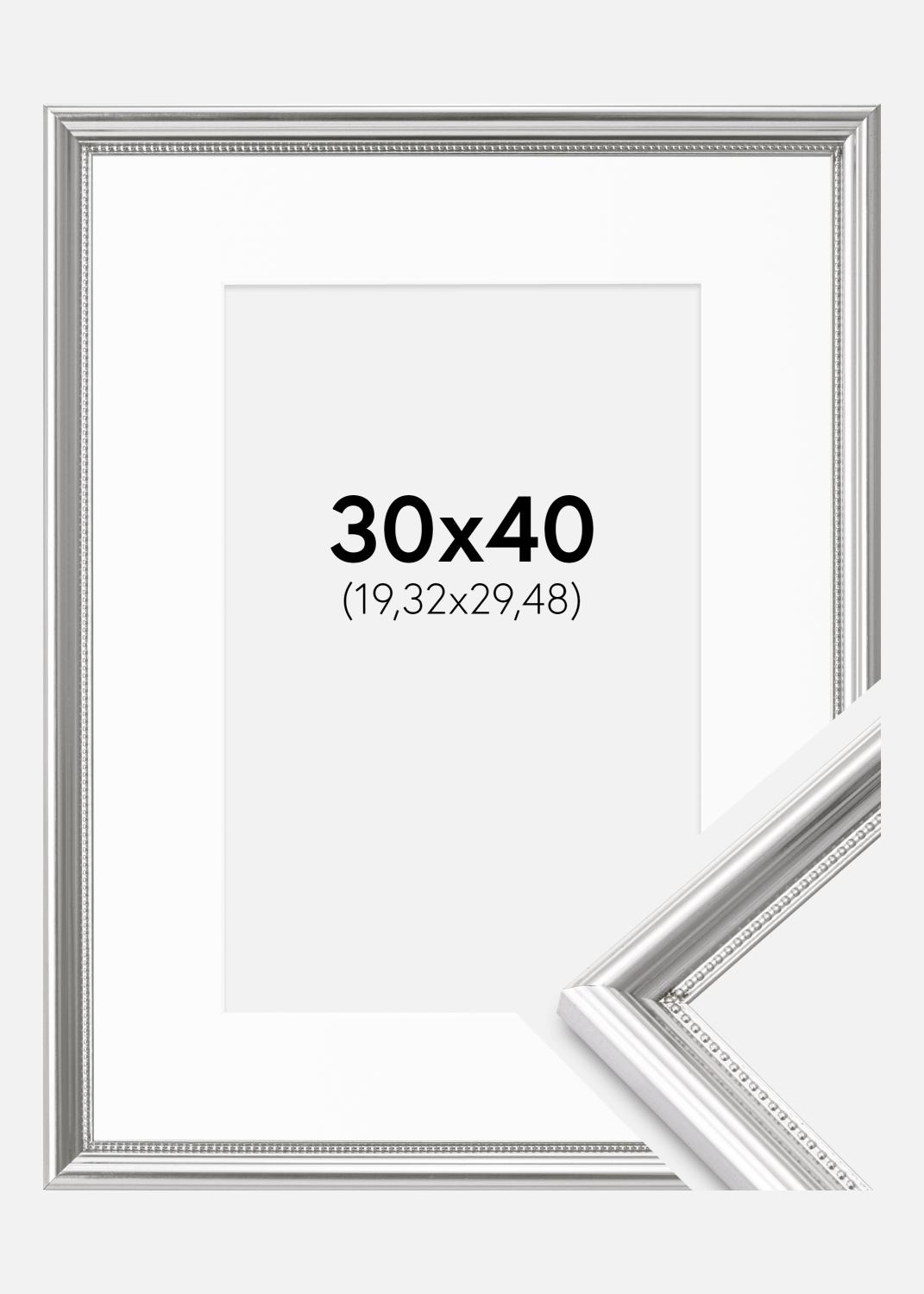 Product Image for Cadre Gala Argent 30x40 cm - Passe-partout Blanc 8x12 inches