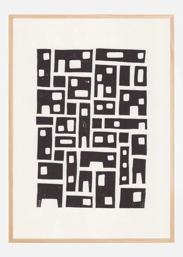 City / Lino Print Poster