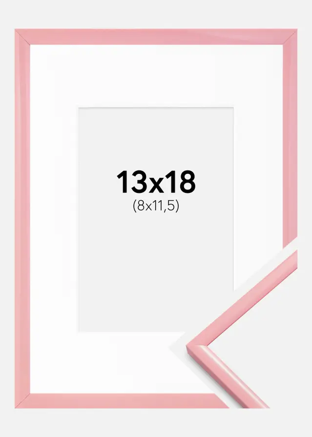 Cadre New Lifestyle Rose 13x18 cm - Passe-partout Blanc 9x12 cm