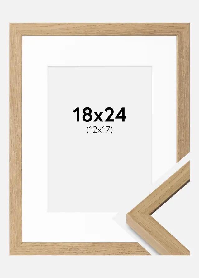 Cadre Ares Chêne Naturel 18x24 cm - Passe-partout Blanc 13x18 cm