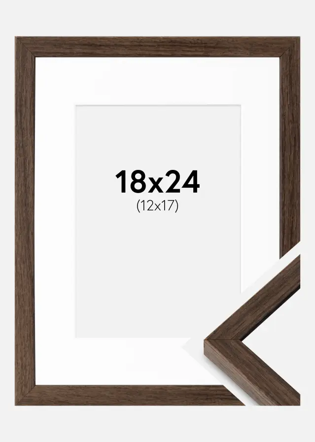 Cadre Ares Noyer 18x24 cm - Passe-partout Blanc 13x18 cm
