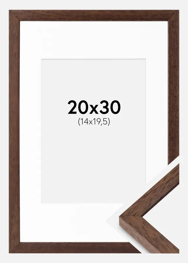 Cadre Ares Teak 20x30 cm - Passe-partout Blanc 15x21 cm