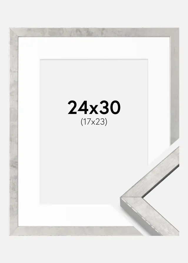 Cadre Ares Argent 24x30 cm - Passe-partout Blanc 18x24 cm