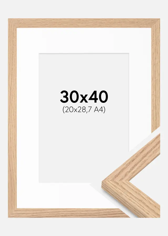 Cadre Tidlös Massif Chêne 30x40 cm - Passe-partout Blanc 21x29,7 cm