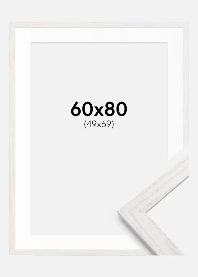 Cadre Stilren Chêne Blanc 60x80 cm - Passe-partout Blanc 50x70 cm