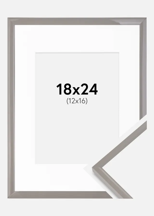 Cadre New Lifestyle gris terre 18x24 cm - Passe-partout Blanc 13x17 cm
