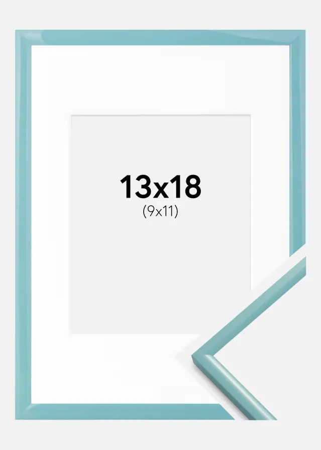 Cadre New Lifestyle Turquoise 13x18 cm - Passe-partout Blanc 10x12 cm