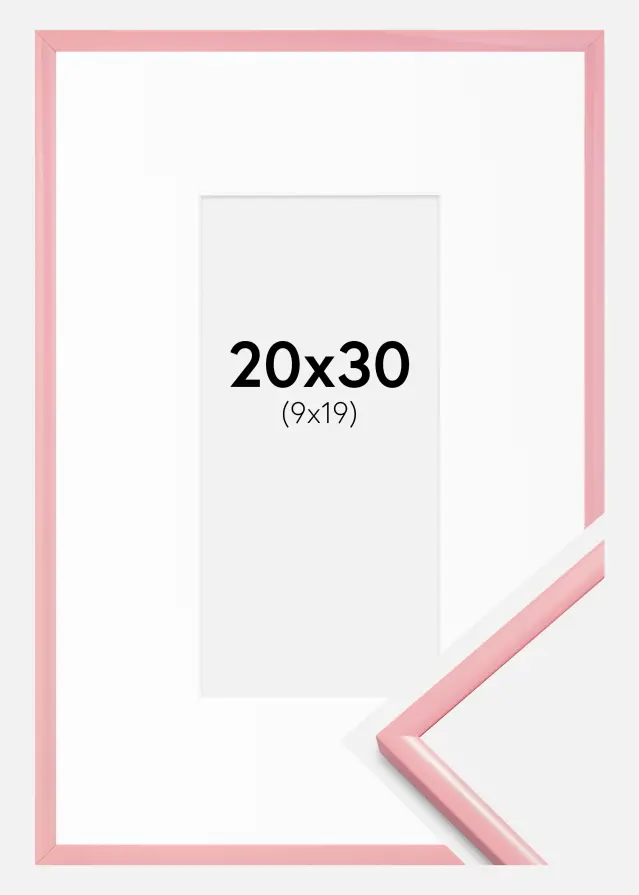 Cadre New Lifestyle Rose 20x30 cm - Passe-partout Blanc 10x20 cm