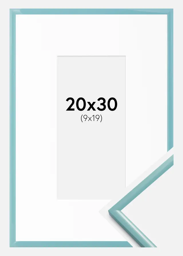 Cadre New Lifestyle Turquoise 20x30 cm - Passe-partout Blanc 10x20 cm