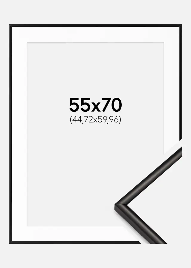 Cadre Scandi Mat Noir 55x70 cm - Passe-partout Blanc 18x24 inches
