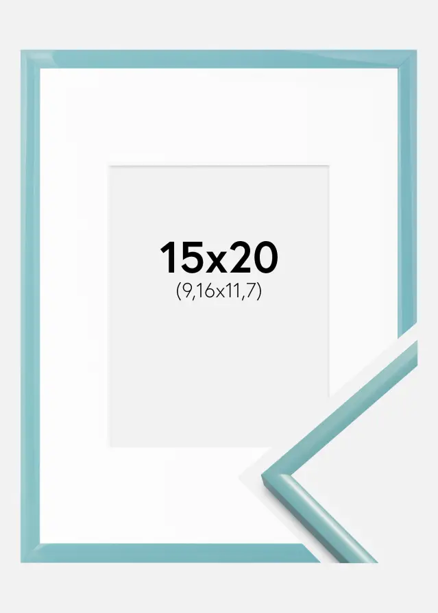 Cadre New Lifestyle Turquoise 15x20 cm - Passe-partout Blanc 4x5 inches