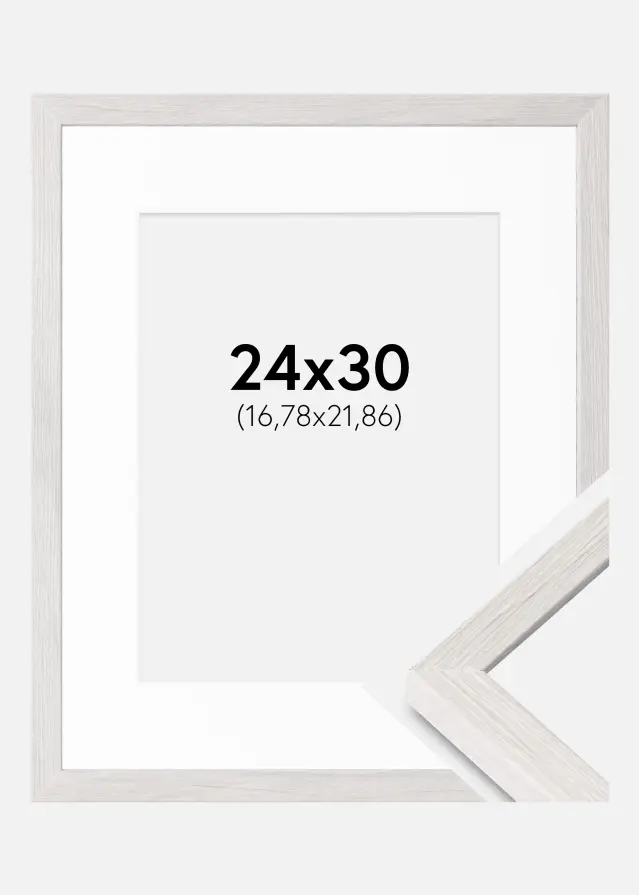 Cadre Ares Chêne Blanc 24x30 cm - Passe-partout Blanc 7x9 inches