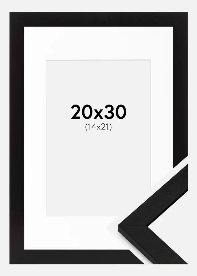 Cadre BGA Classic Noir 20x30 cm - Passe-partout Blanc 15x22 cm